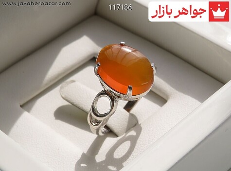 انگشتر نقره عقیق یمنی نارنجی طرح ونوس زنانه [شرف الشمس]